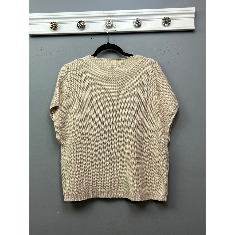 Crew Neck Short Sleeve Knit Sweater - Cream - Picture 2 of 8